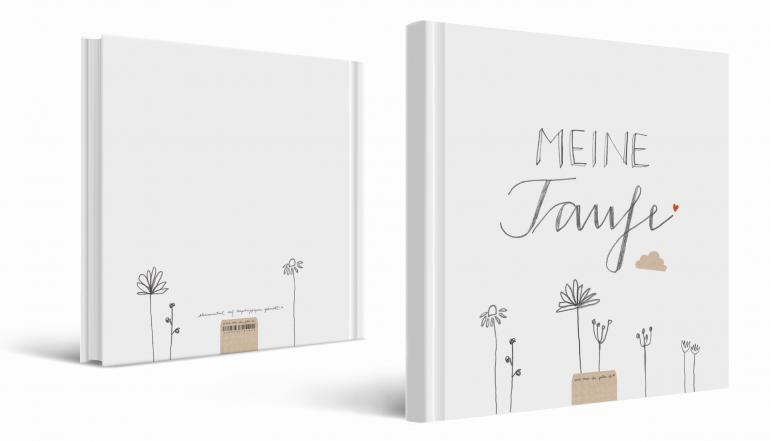 Gästebuch Blanko Taufe, Taufbuch weiß mit Blumen, nachhaltig Recyclingpapier